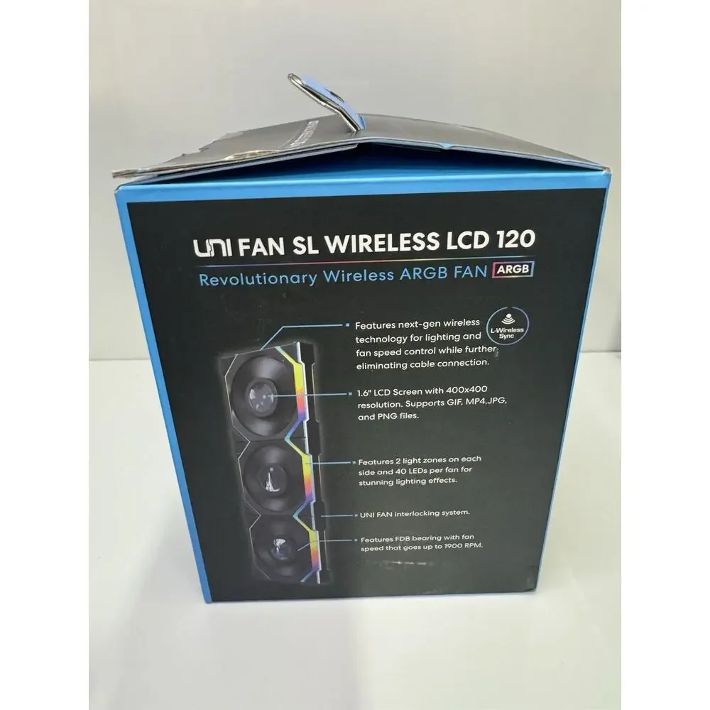 Lian Li UNI FAN SL Wireless LCD 120 ARGB 3-Pack Black NEW w/ Controller
